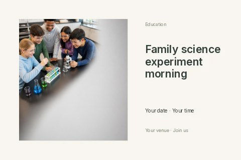 Family science experiment morning postcard · Horizontal photo dialogue postcard template