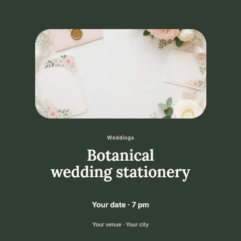 Botanical wedding stationery social media post template