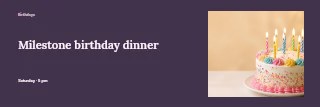 Milestone birthday dinner banner template · Horizontal photo dialogue