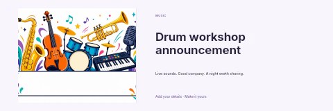 Drum workshop announcement banner template
