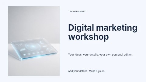 Digital marketing workshop presentation cover template