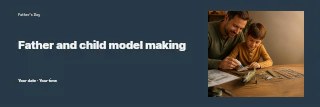 Father and son building model airplane in Father and child model making banner · Horizontal photo dialogue
