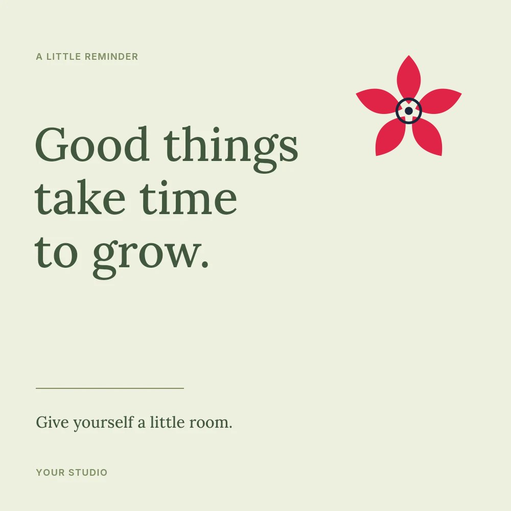 Almond flower · 5 petals and ring centre in Room to grow · Botanical quote post