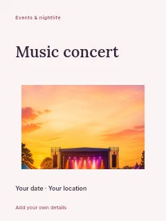 Outdoor concert at vibrant sunset in Music concert · Modern programme