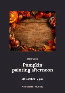 Pumpkin painting afternoon flyer template · Picture window