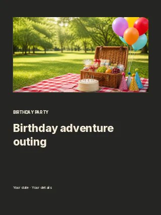 Birthday adventure outing · Split editorial invitation template