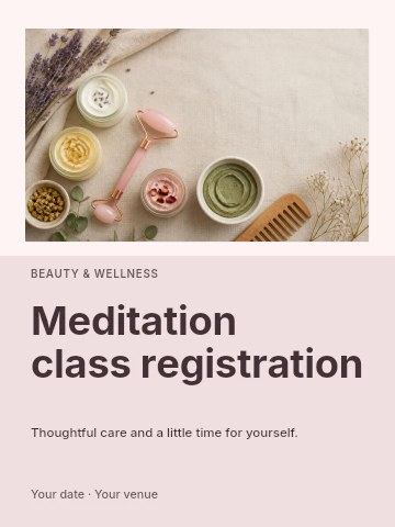 Meditation class registration invitation template