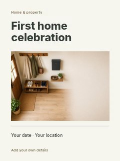 First home celebration poster template · Title & photograph