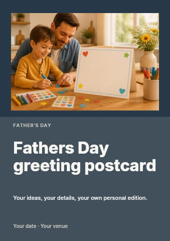 Fathers Day greeting postcard flyer template