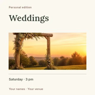 Weddings social media post template · Title & photograph