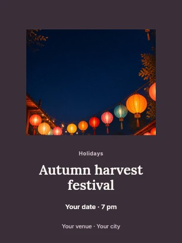 Colorful lanterns at night festival in Autumn harvest festival poster template