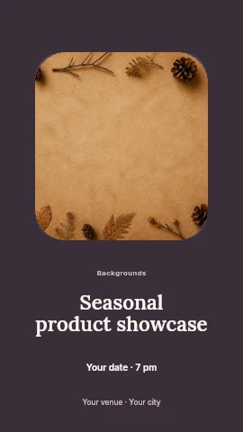 Autumn leaves and pinecones background in Seasonal product showcase instagram story template
