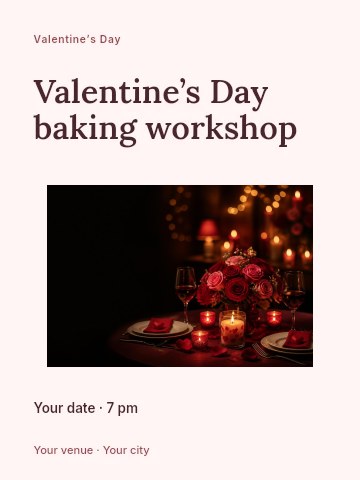 Valentine’s Day baking workshop invitation template