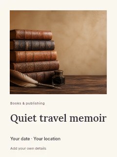 Quiet travel memoir poster template · Gallery editorial