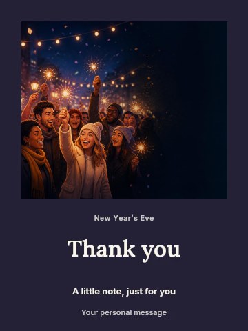 Group celebrating with sparklers at night in New Year’s Eve dance night greeting card template