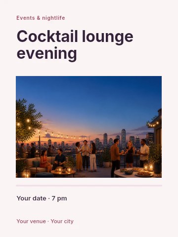 Cocktail lounge evening poster template