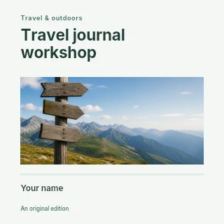 Travel journal workshop podcast cover template · Title & photograph