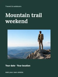 Man standing on rocky mountain peak in Mountain trail weekend · Modern programme
