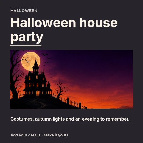 Halloween house party social media post template