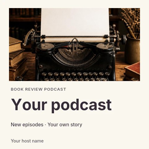 Vintage typewriter with blank paper in Book review podcast podcast cover template