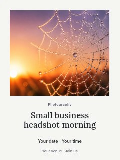 Web covered with dewdrops at sunrise in Small business headshot morning poster · Quiet photo gallery