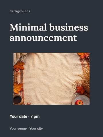 Autumn picnic blanket with fall decor in Minimal business announcement invitation template