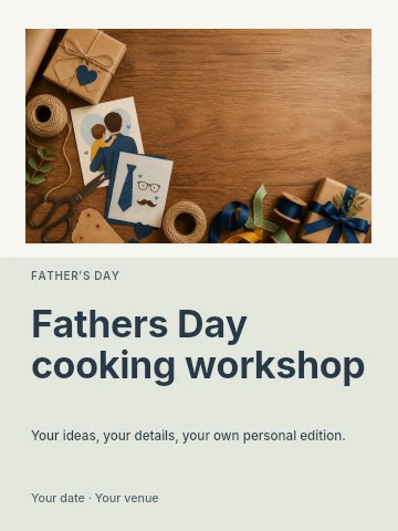 Fathers Day cooking workshop poster template