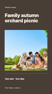 Family autumn orchard picnic instagram story template · Title & photograph