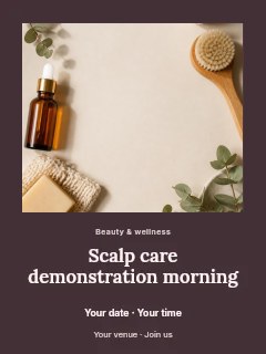 Scalp care demonstration morning poster template · Quiet photo gallery
