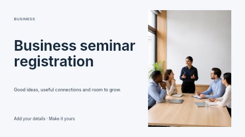 Business seminar registration presentation cover template