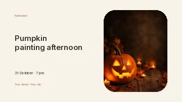 Pumpkin painting afternoon · Horizontal photo dialogue presentation cover template