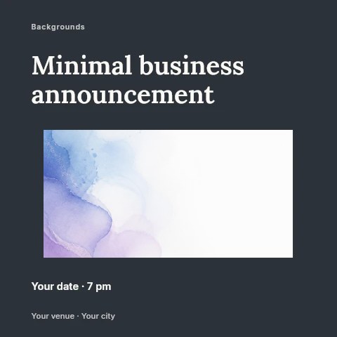 Soft purple and blue watercolor background in Minimal business announcement social media post template