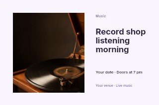 Record shop listening morning postcard template · Horizontal photo dialogue