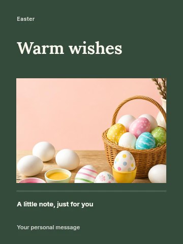 Easter eggs painting and decorating setup in Easter craft workshop greeting card template
