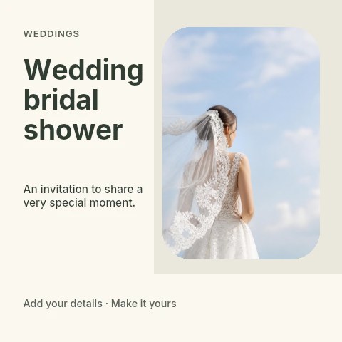 Wedding bridal shower social media post template