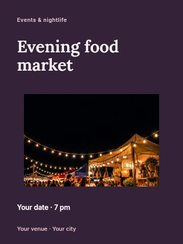 Evening food market invitation template