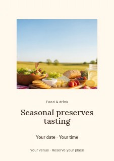 Seasonal preserves tasting flyer template · Picture window