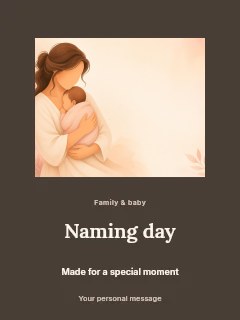 Mother Holding Baby in Soft Pastel Style in Naming Day · Picture window
