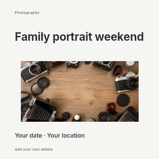 Family portrait weekend social media post template · Modern programme