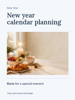 New Year calendar planning greeting card template · Title & photograph