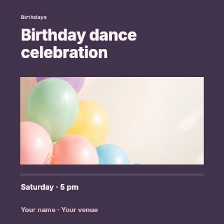 Pastel birthday party decorations with balloons in Birthday dance celebration · Title & photograph