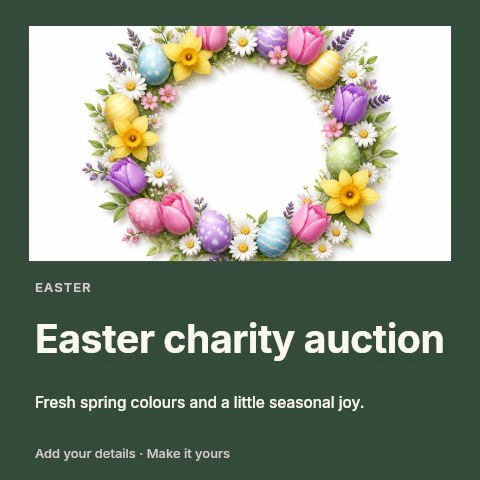 Easter charity auction social media post template