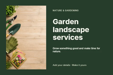 Garden landscape services postcard template
