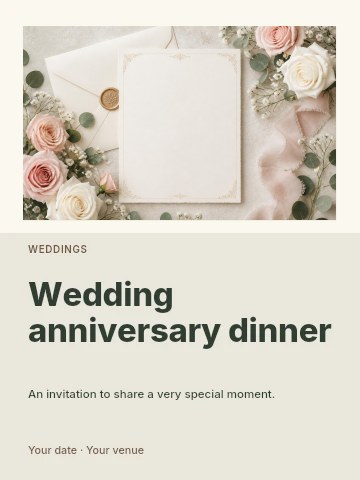Wedding anniversary dinner invitation template