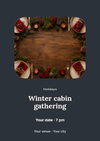 Winter cabin gathering flyer template