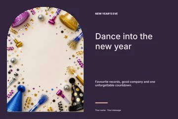 New Year’s Eve disco photo layout postcard template