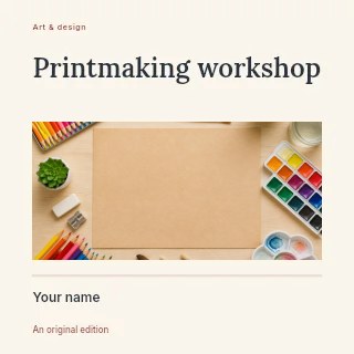 Printmaking workshop podcast cover template · Title & photograph