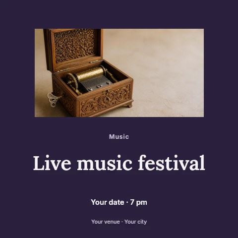 Live music festival social media post template