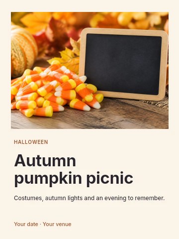 Autumn pumpkin picnic poster template