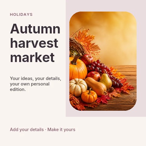 Autumn harvest market social media post template